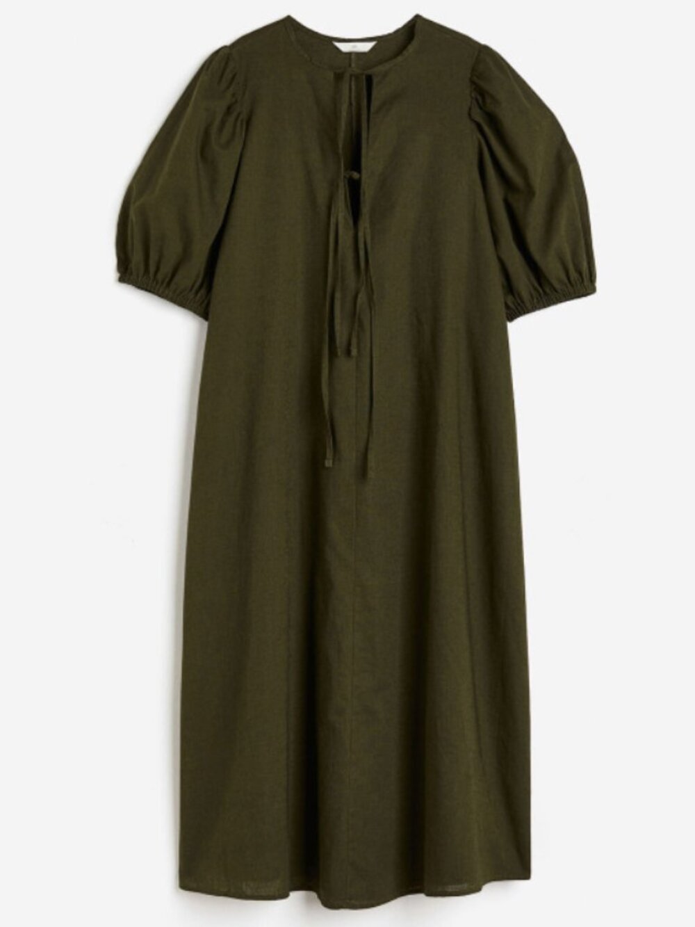 H&M Linen Tie Dress in olive size XS